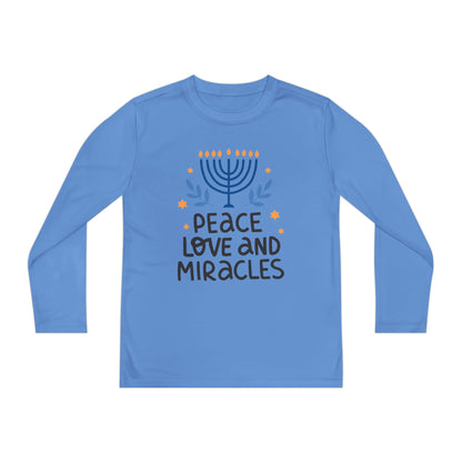 Hanukkah Peace Love & Miracles 1 Youth Long Sleeve Tee