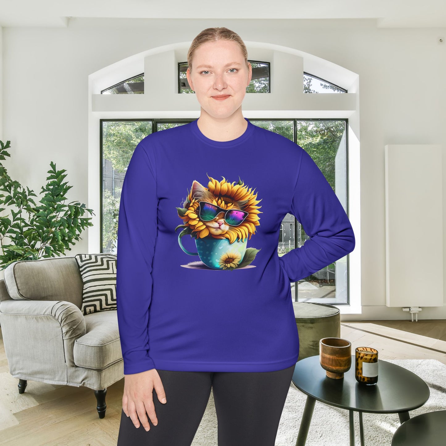 Cool Sunflower Kitten 1 Adult Long Sleeve Tee