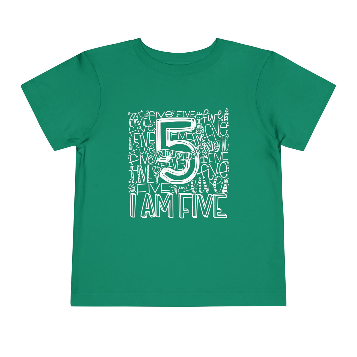 I Am Five Typography Toddler Tee