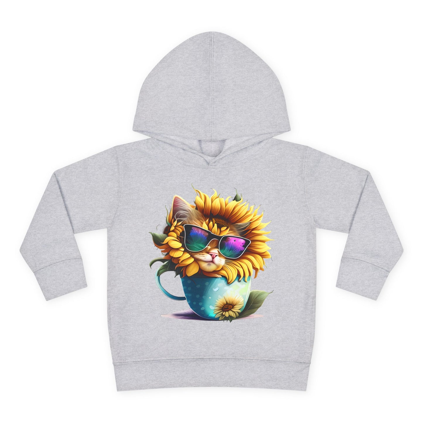 Cool Sunflower Kitten 1 Toddler Pullover Fleece Hoodie