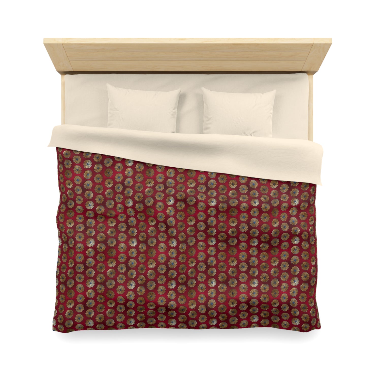 Majestic Crimson Daisies Microfiber Duvet Cover