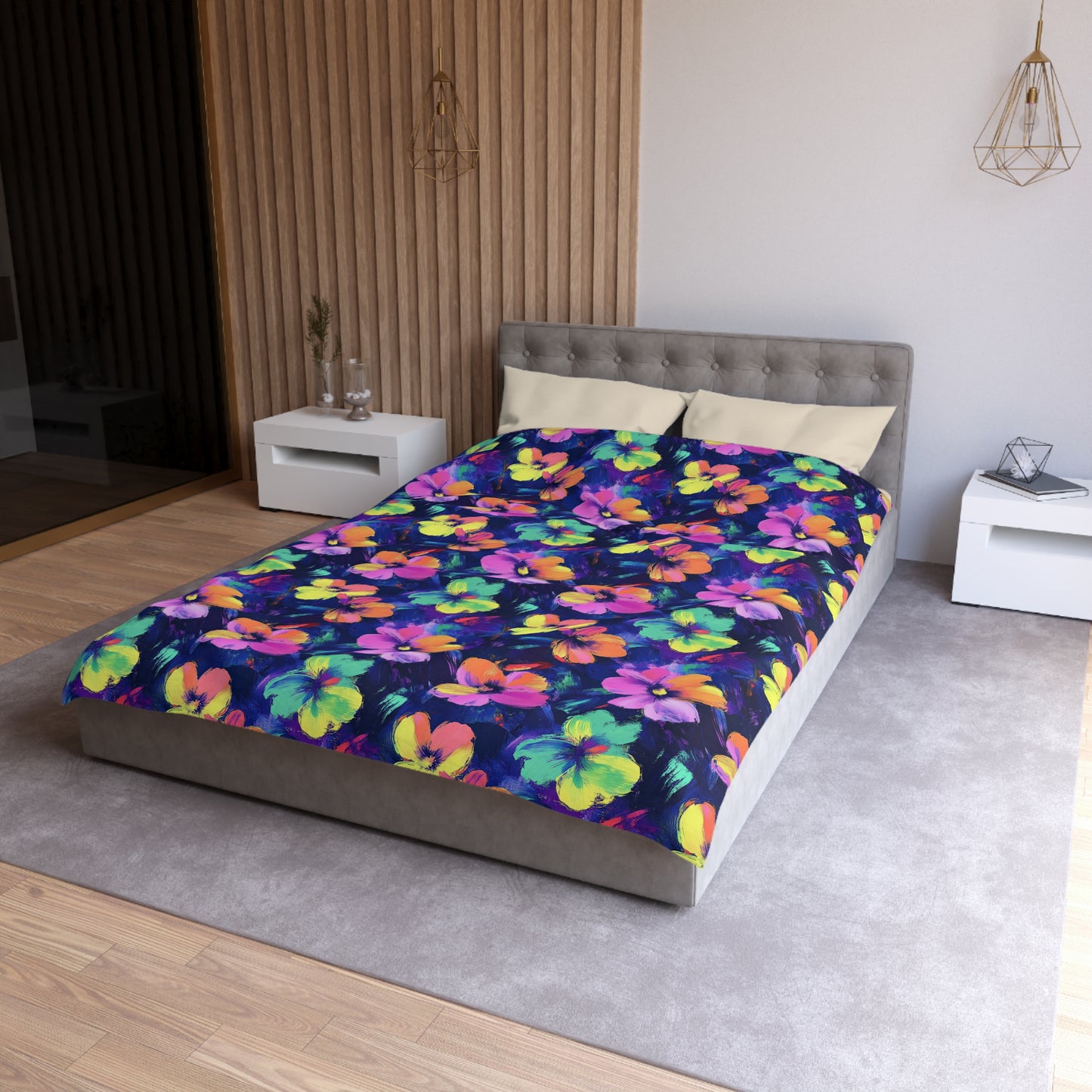 Watercolor Flowers Microfiber Duvet Cover