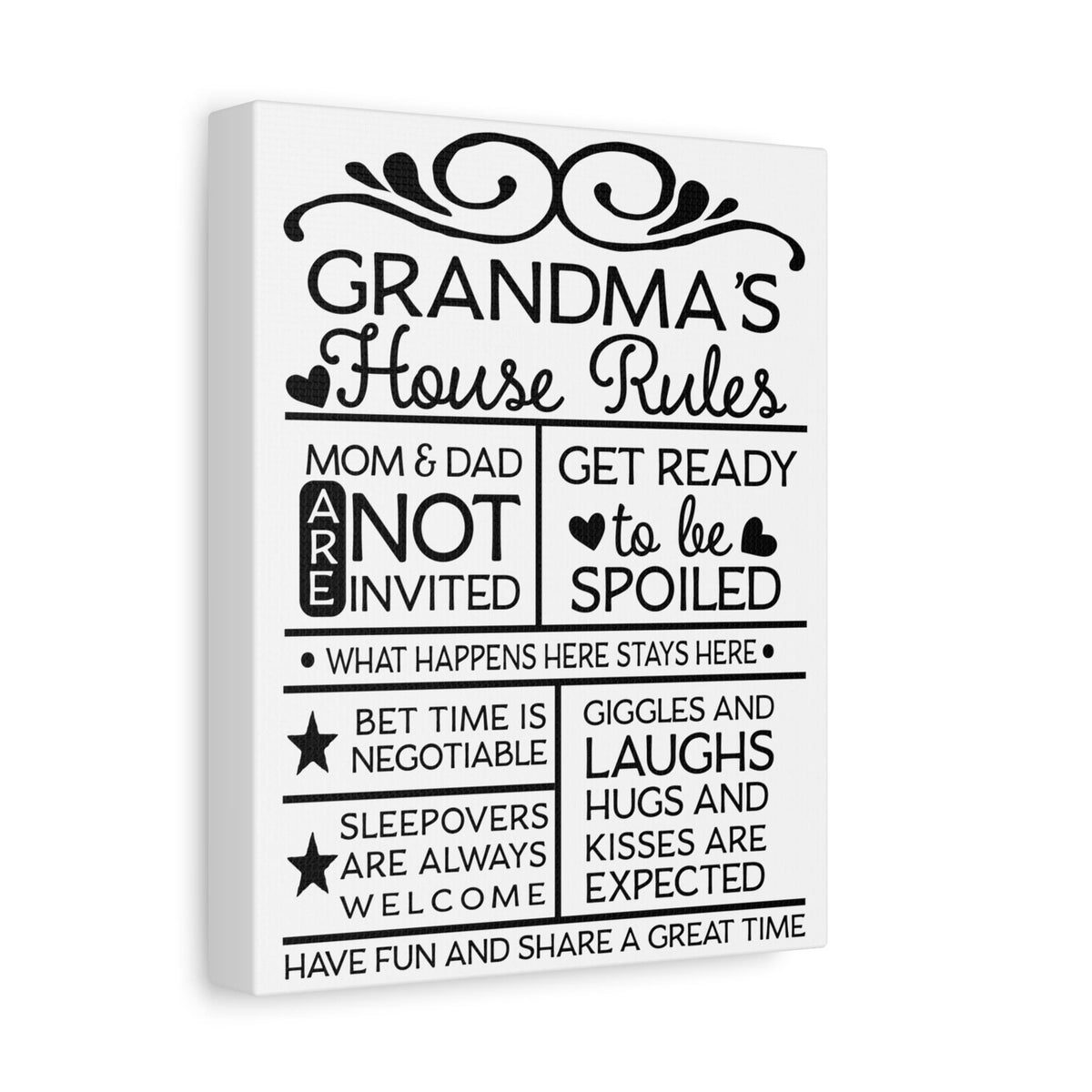 Grandma's House Rules Canvas Art