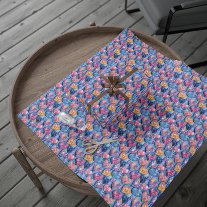 Color Pop Stitched Hearts Wrapping Paper