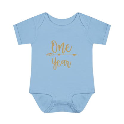 Golden Arrow Milestone Baby Bodysuit-One Year