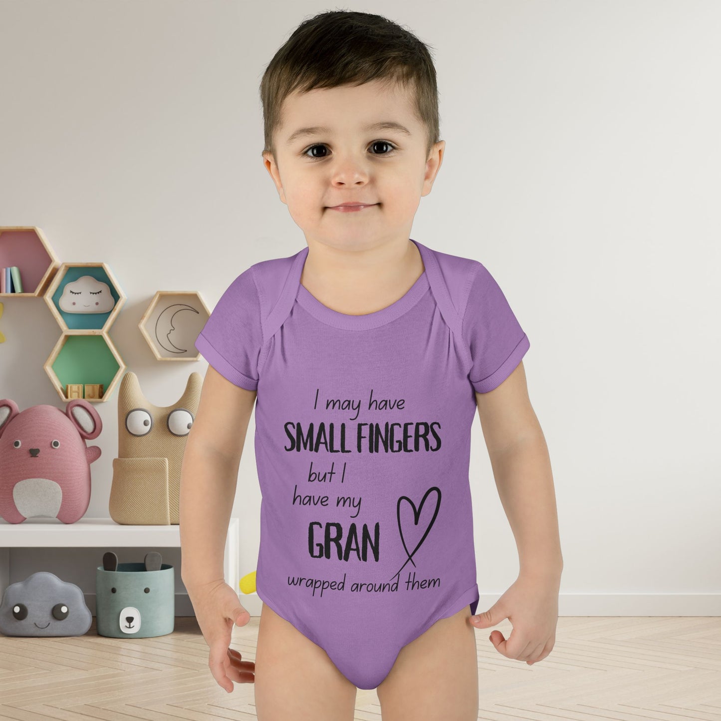 I May Have Small Fingers But I Have My GRAN Wrapped Around Them Infant Baby Rib Bodysuit