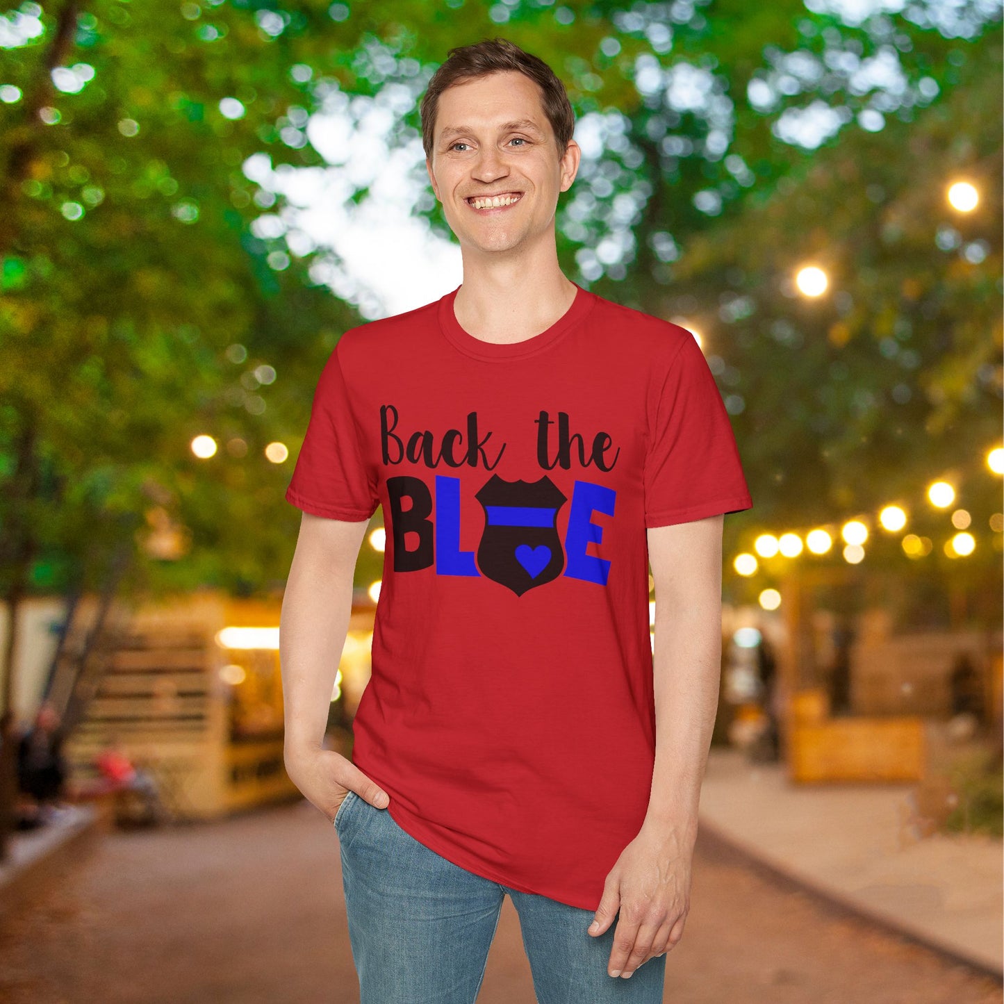 Back The Blue (Badge) Adult T-shirt