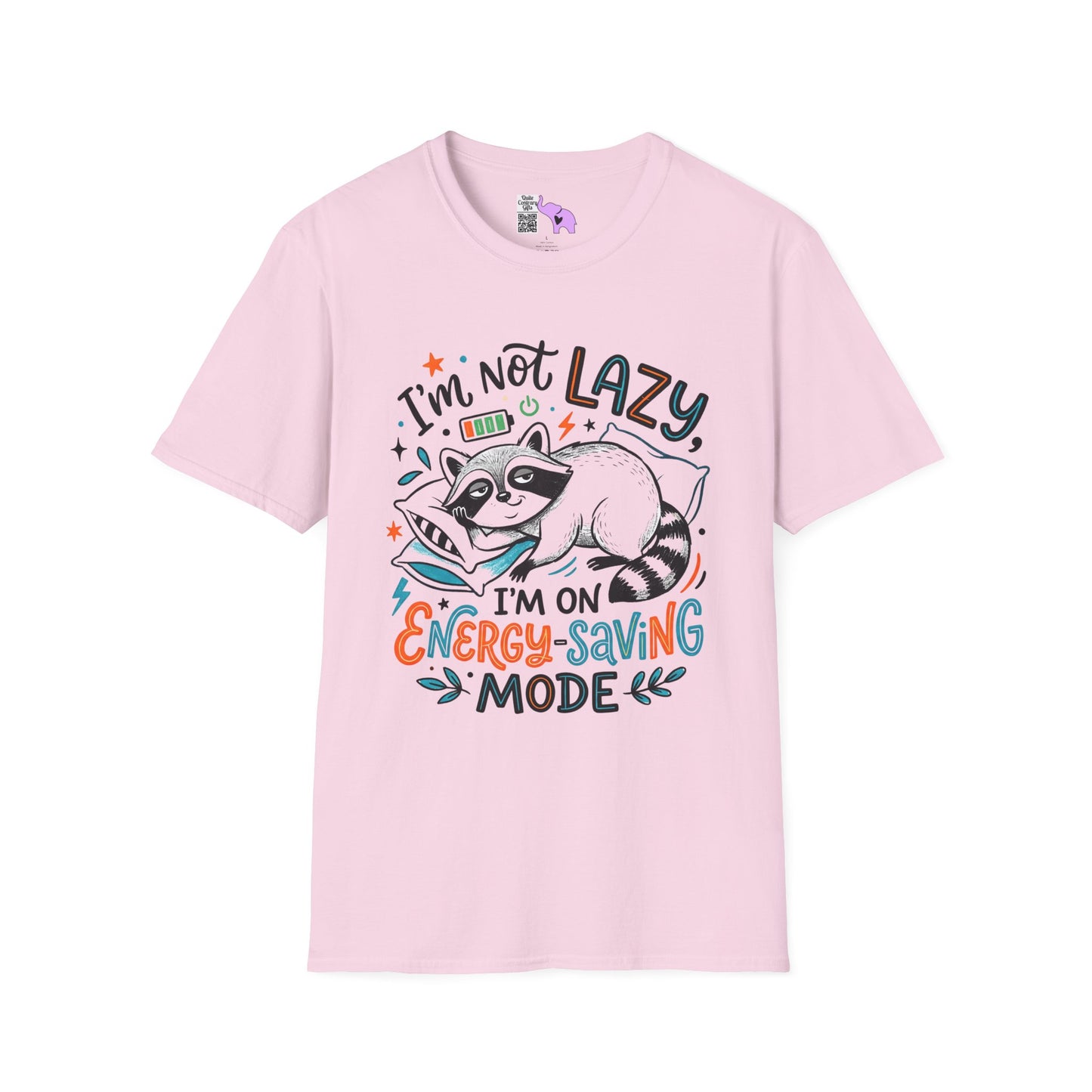 ""I'm Not Lazy,""I'm On Energy Saving Mode (Racoon) Adult T-shirt