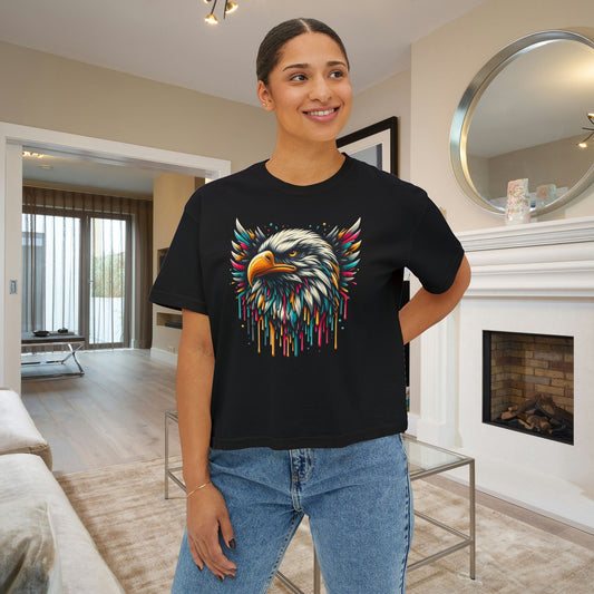 Colorful Bald Eagle Women's Boxy Tee