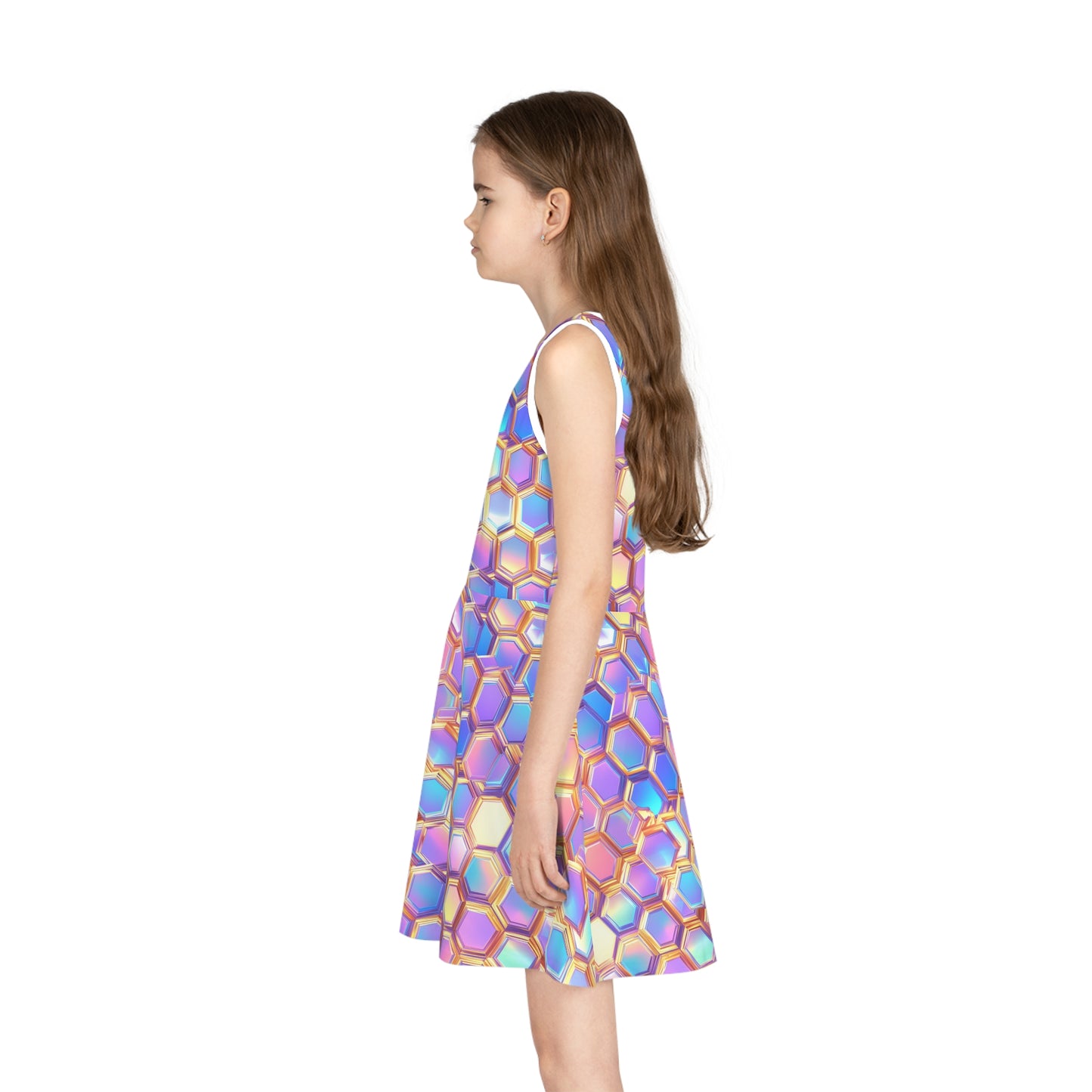 Aurora Hexagons Girls' Sleeveless Sundress