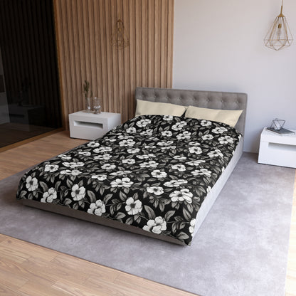 Black & White Daisies Microfiber Duvet Cover