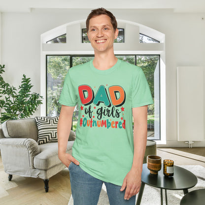 Dad of Girls #Outnumbered Adult T-shirt