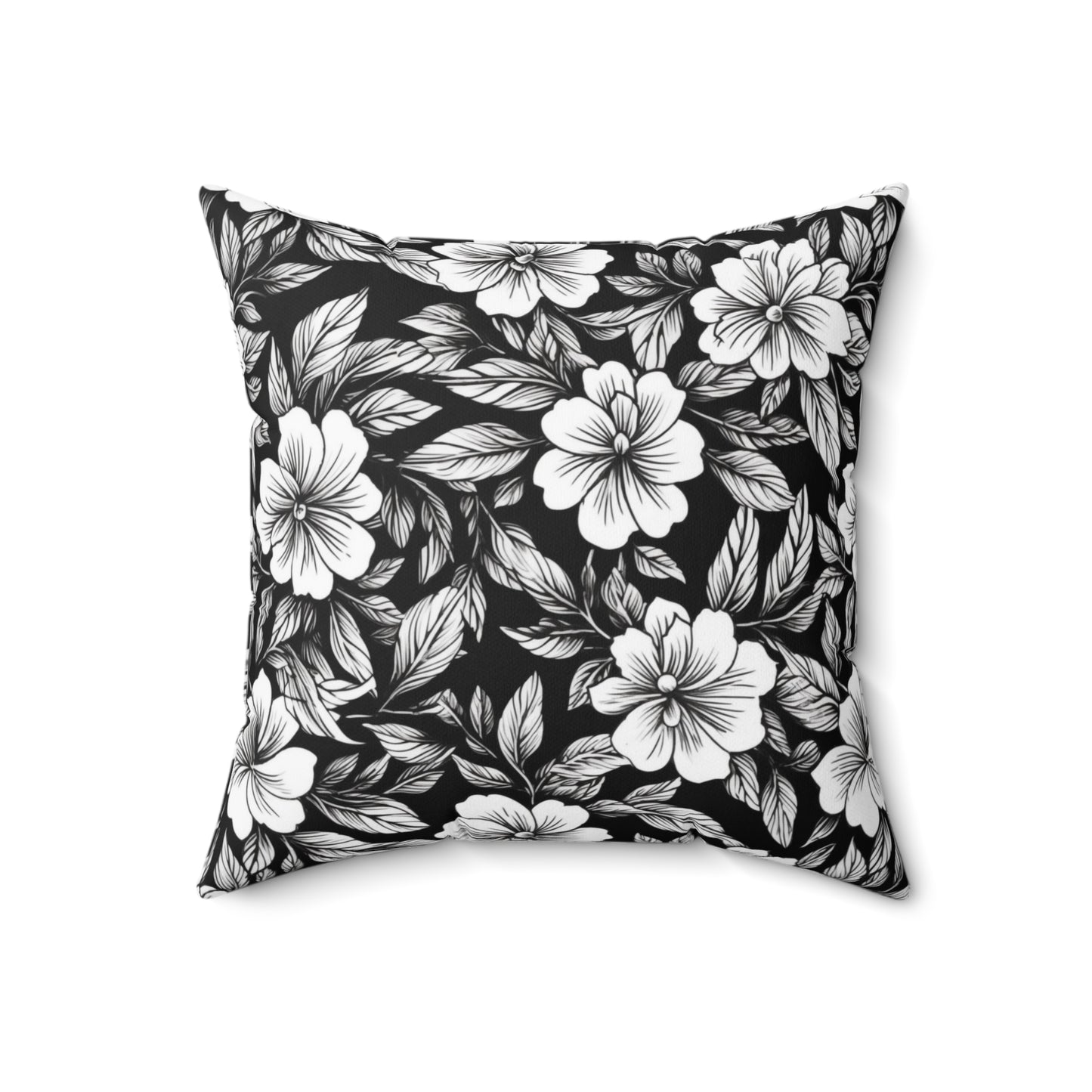 Monochrome Paradise Bloom Throw Pillow