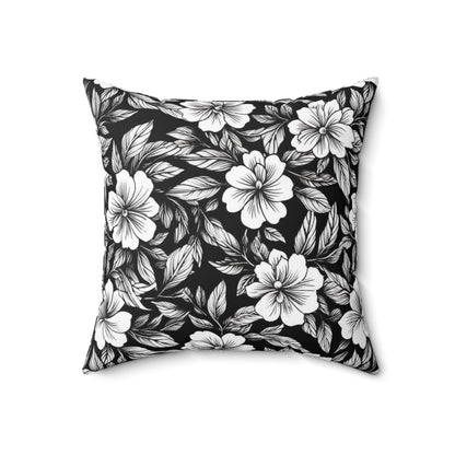 Monochrome Paradise Bloom Throw Pillow