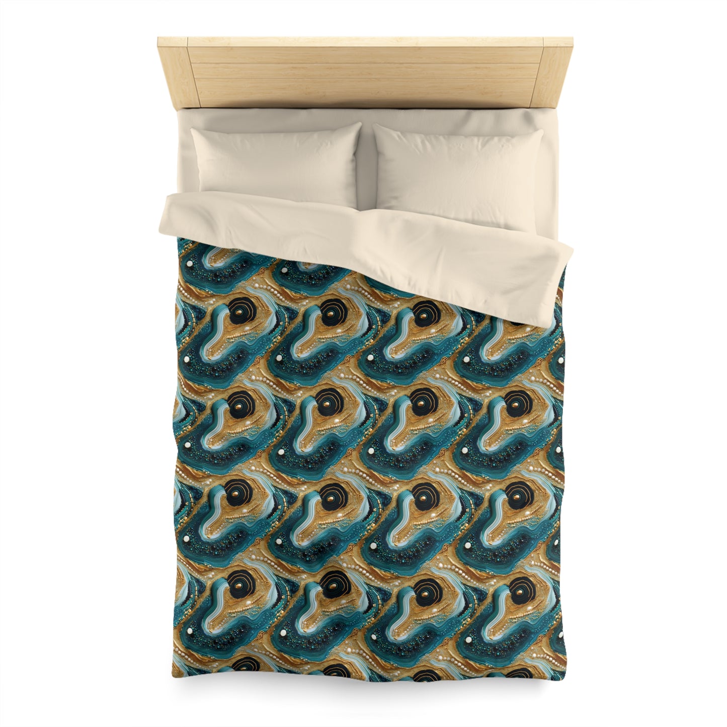 Gilded Ocean Veins Microfiber Duvet Cover