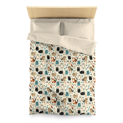 Whiskered Wonders Microfiber Duvet Cover