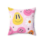 Whimsical Smiley Faces Throw Pillow