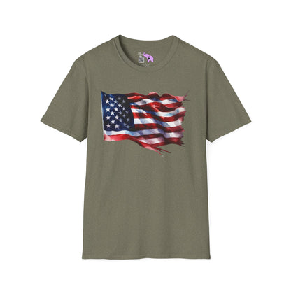 Waving American Flag Adult T-Shirt