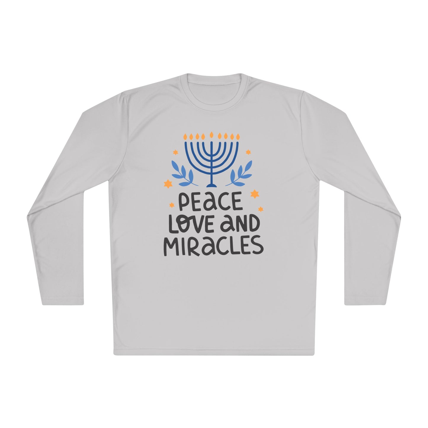 Hanukkah Peace Love & Miracles 1 Adult Long Sleeve Tee