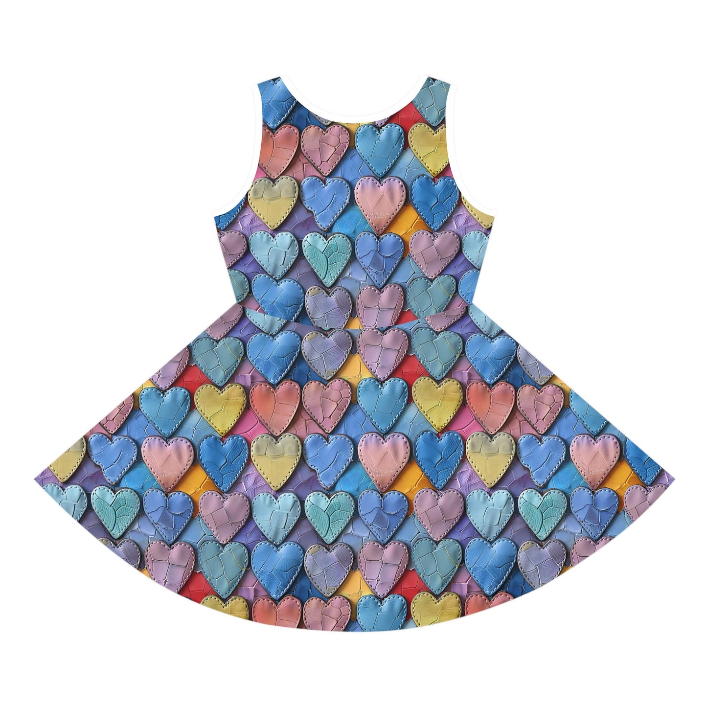 Color Pop Leather Hearts Girls' Sleeveless Sundress