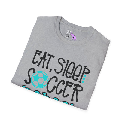 Eat Sleep Soccer Repeat (Teal) Adult T-shirt