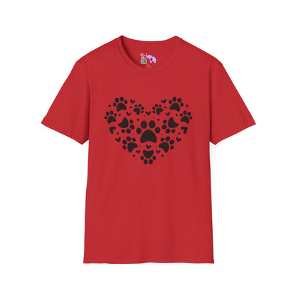 Paw Print Heart Adult T-shirt