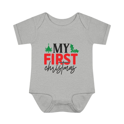 My First Christmas 2 Infant Baby Rib Bodysuit