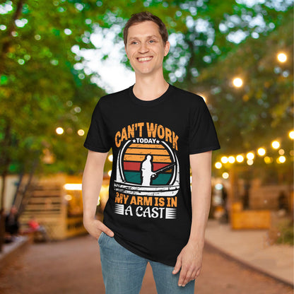 Can't Work Today My Arm Is In A Cast (Fishing) Adult T-shirt