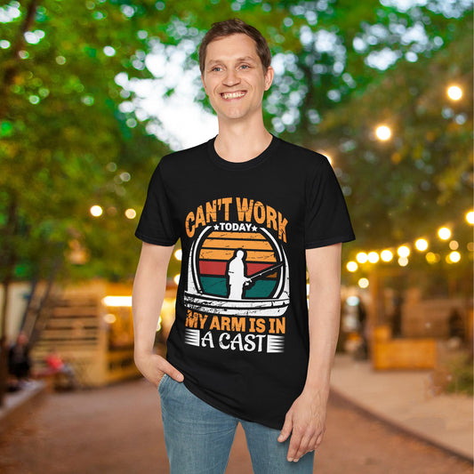 Can't Work Today My Arm Is In A Cast (Fishing) Adult T-shirt