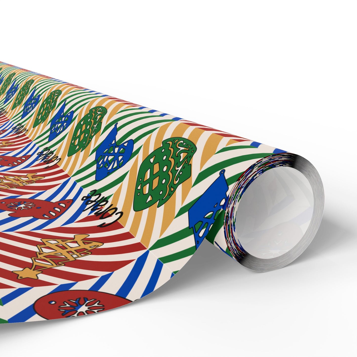 Red, Green & Gold Christmas Custom Name Wrapping Paper (Coralee)