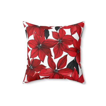 Inked Poinsettias Throw Pillow