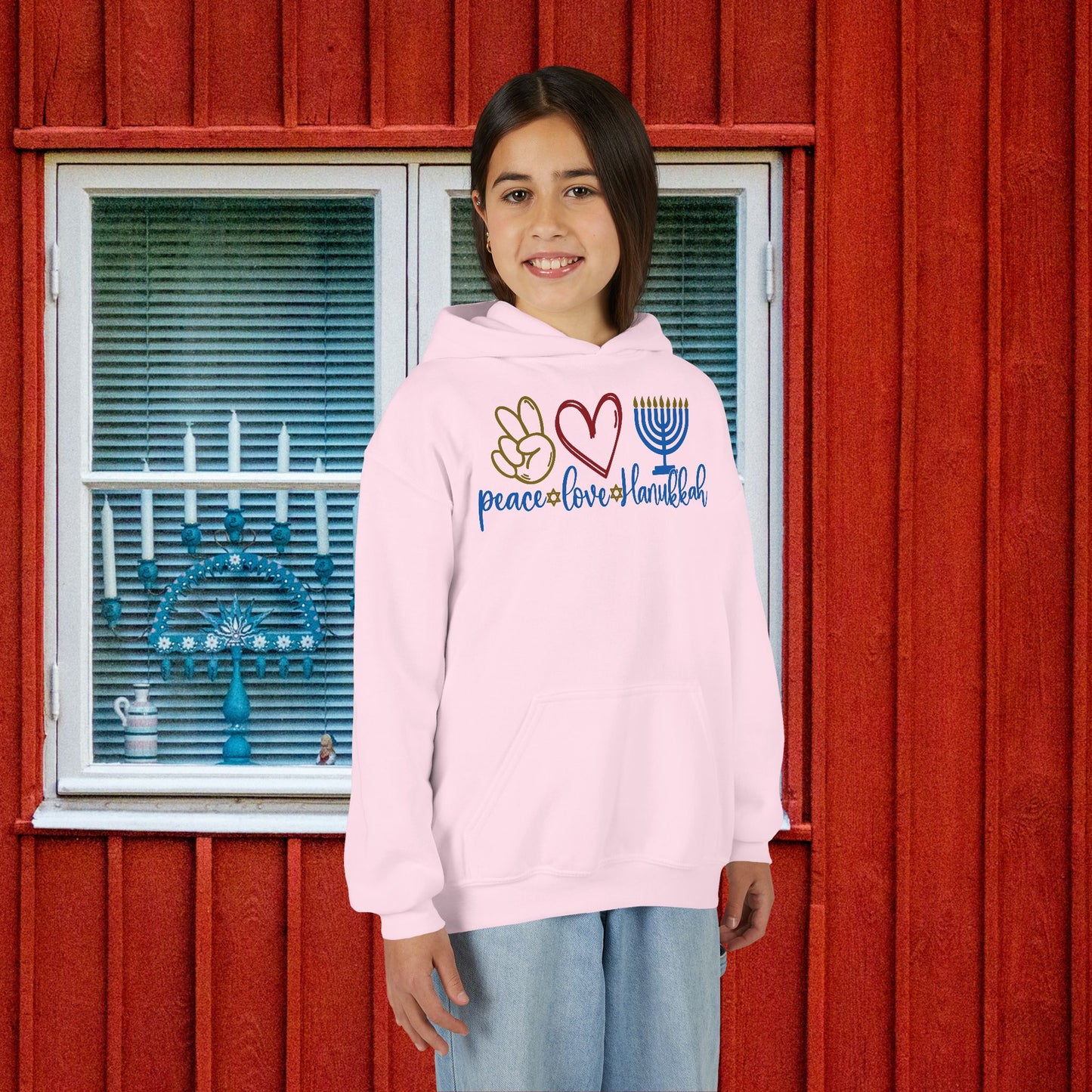 Peace Love Hanukkah Youth Heavy Blend Hoodie
