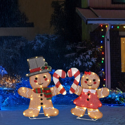 Lighted Gingerbread Man Couple Lighted Christmas Display