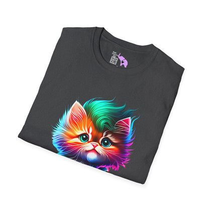 Cute Colorful Kitten w/Soccer Ball Adult T-shirt