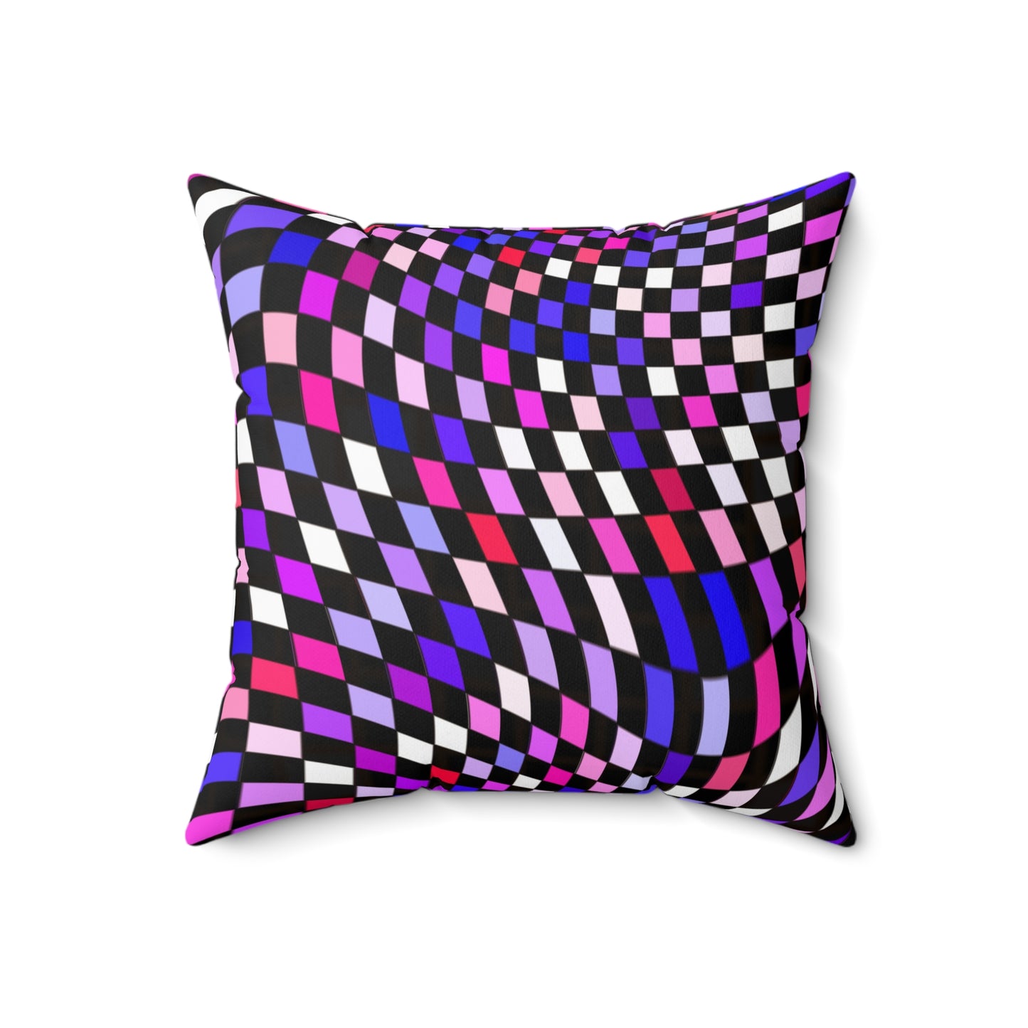Warped Purple Checkered Throw Pillow