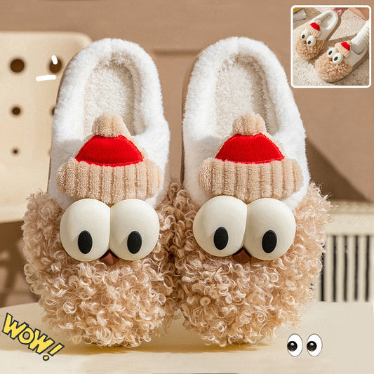 Cartoon Bearded Santa Claus Christmas Slippers