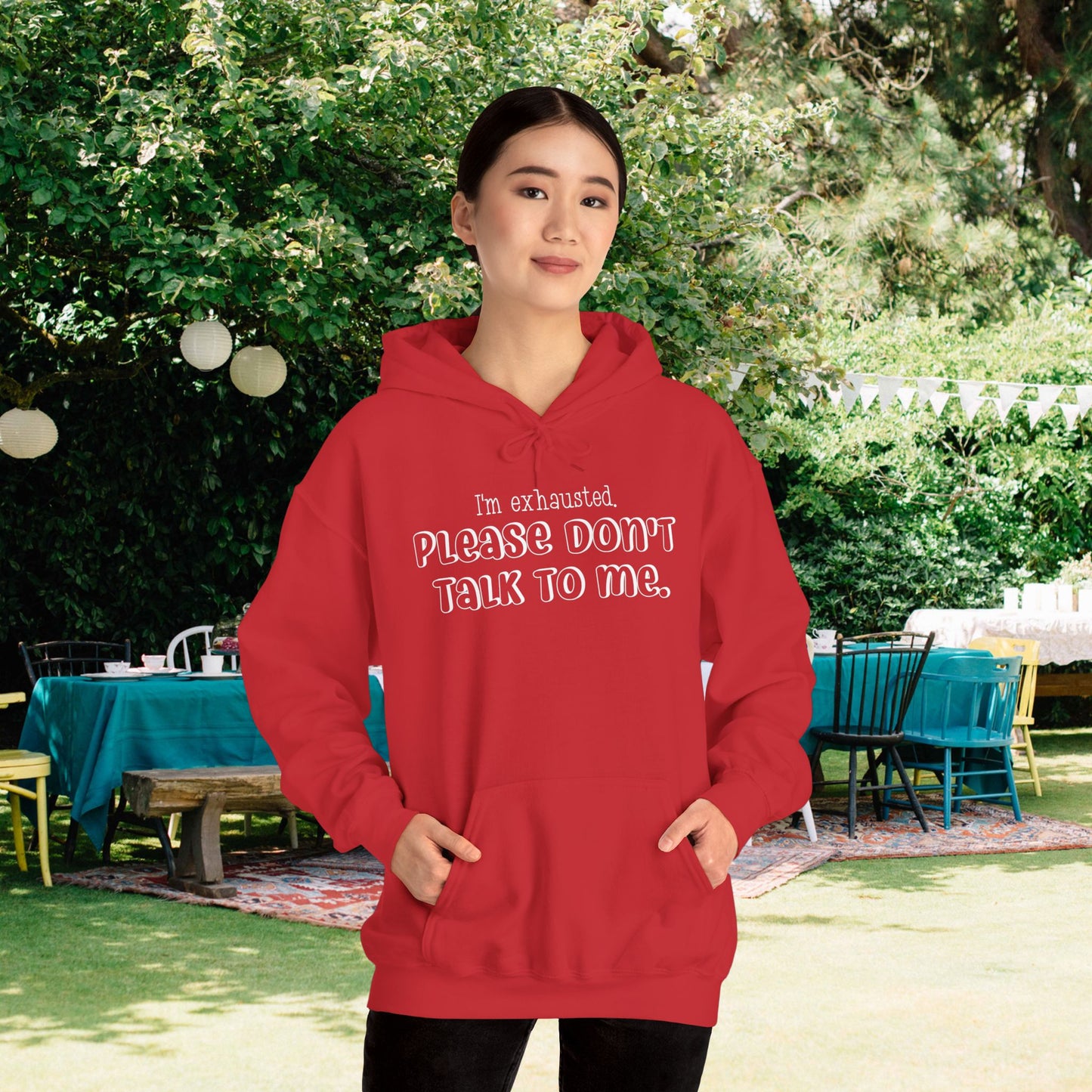 I'm Exhausted Please Don't Talk To Me Heavy Blend™ Hooded Sweatshirt