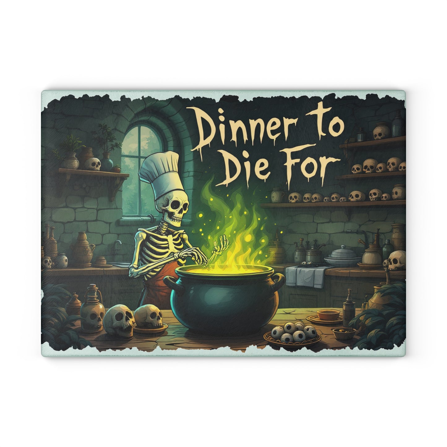 Dinner to Die For Glass Cutting Board