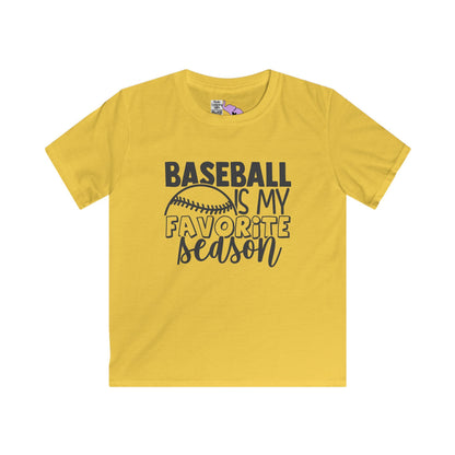 Baseball Is My Favorite Season Youth Softstyle Tee