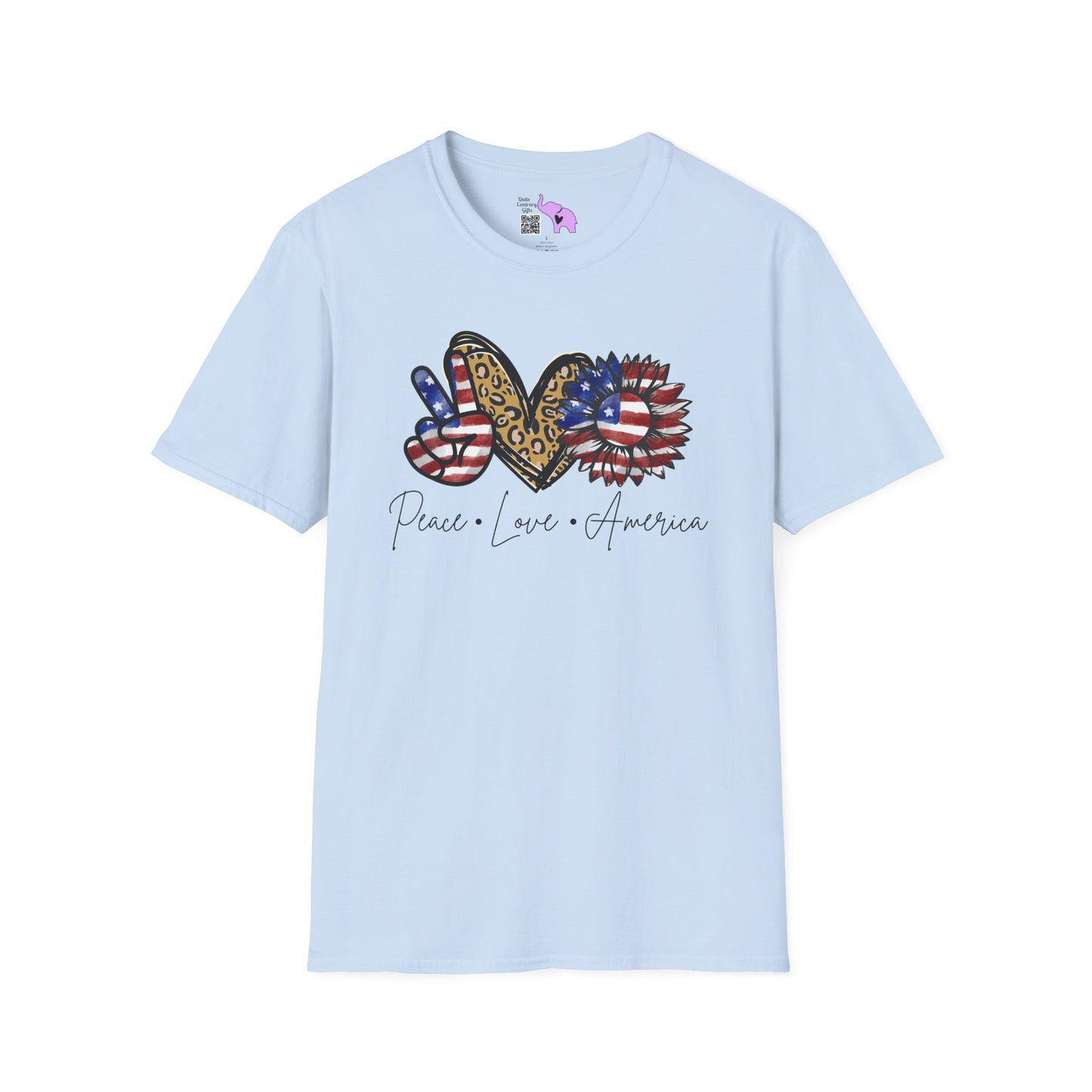 Peace Love America (Cheetah Print) Adult T-shirt