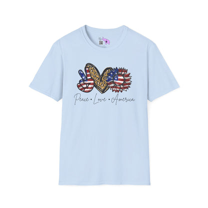 Peace Love America (Cheetah Print) Adult T-shirt