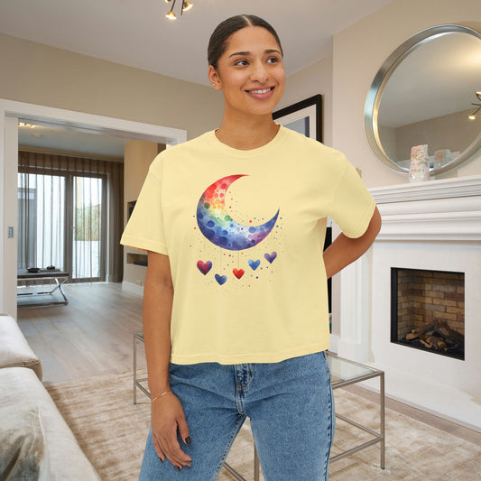 Colorful Heart Moon Women's Boxy Tee