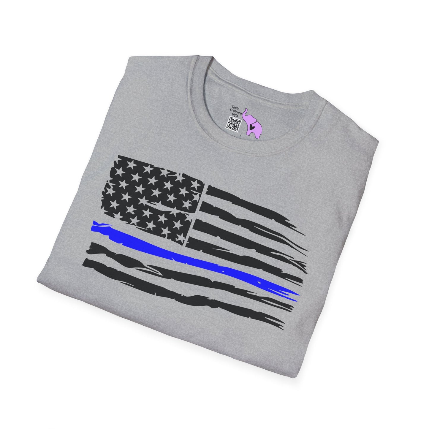 Thin Blue Line American Flag Adult T-shirt