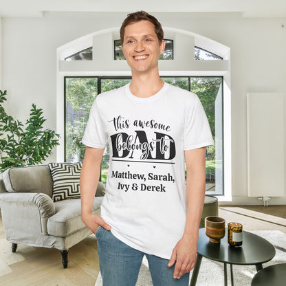 ""This Awesome Dad Belongs To... Adult T-shirt (Personalizable)