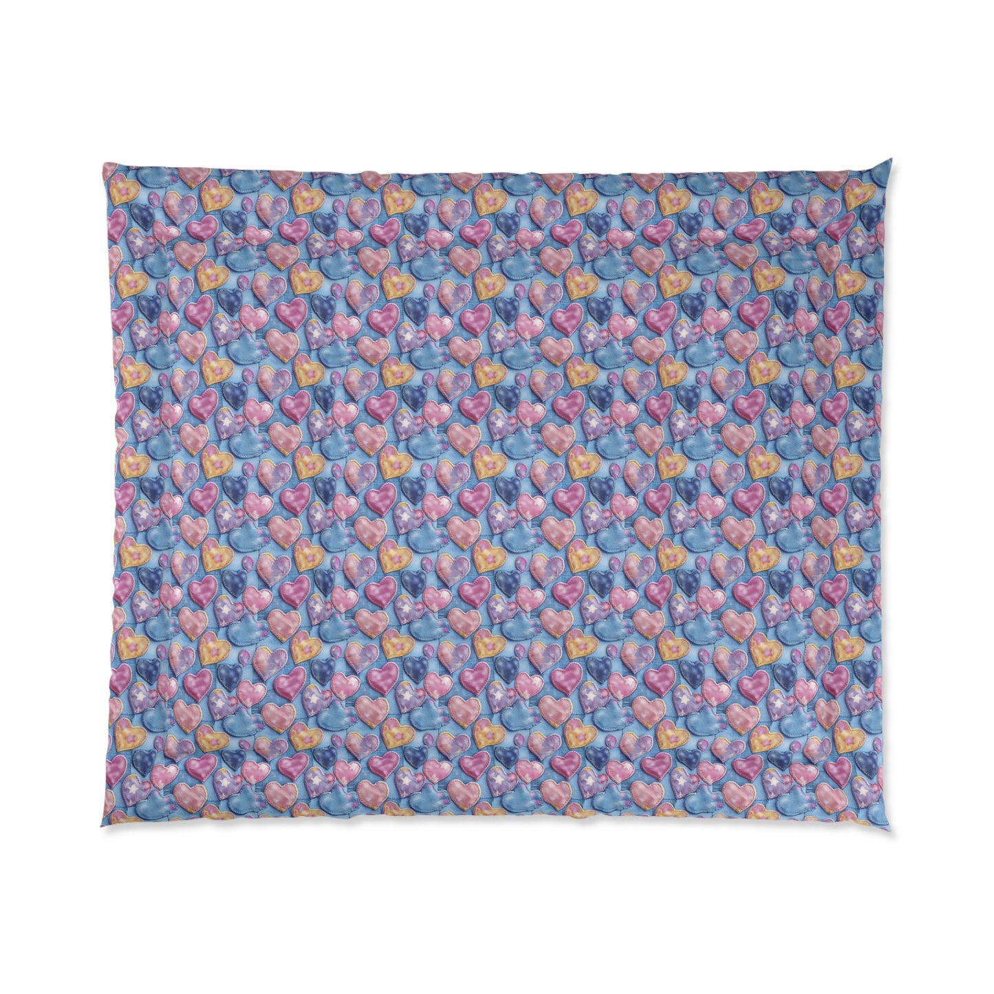 Color Pop Stitched Hearts Comforter