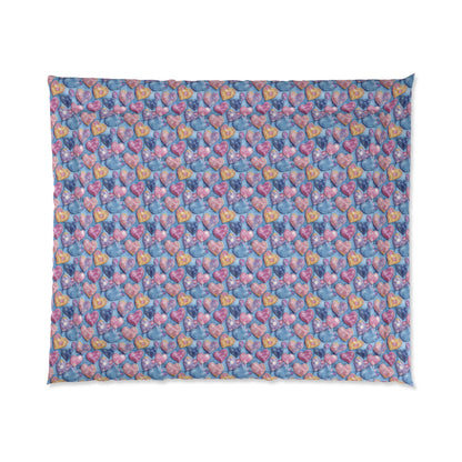 Color Pop Stitched Hearts Comforter