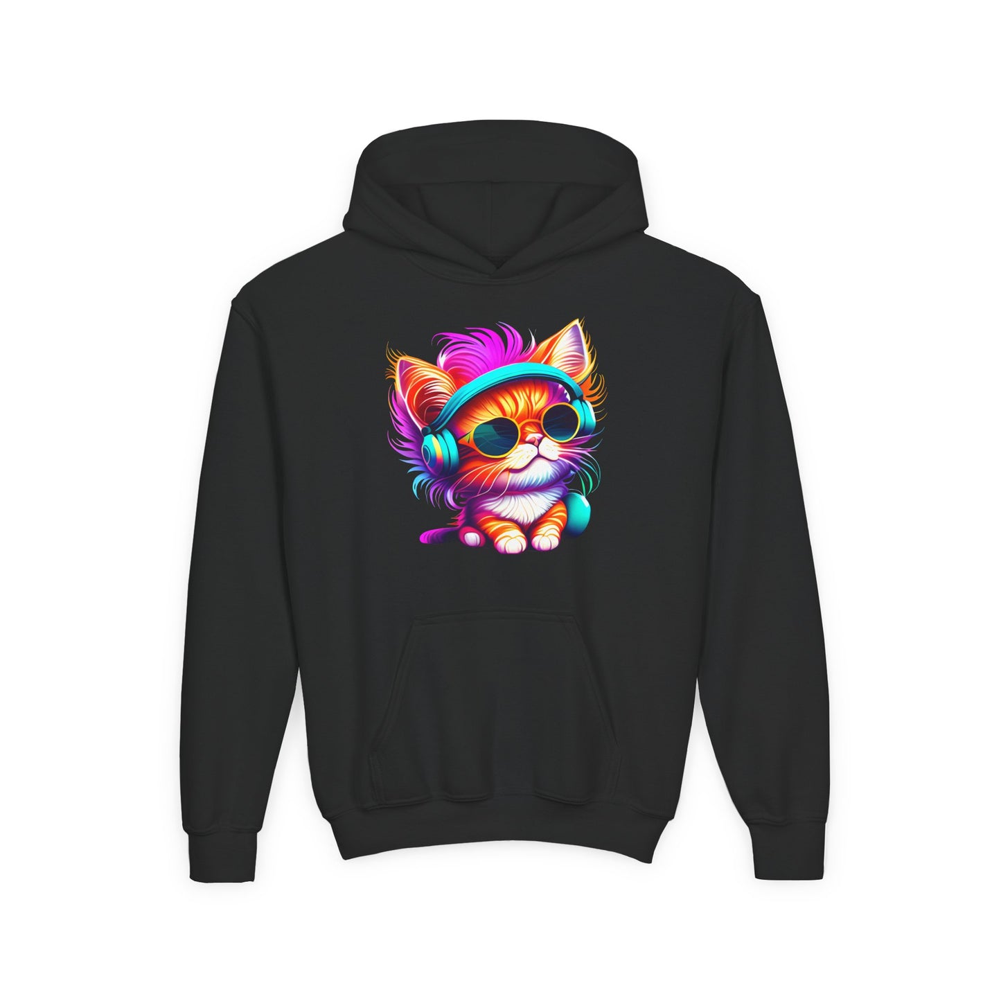 Cool Kitten w/Headphones Youth Hoodie