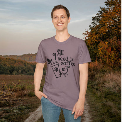 All I Need is Coffee and My Dogss Adult T-shirt
