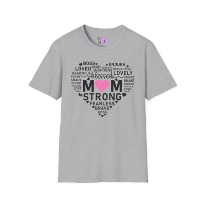 Mom Strong (Heart) Adult T-shirt