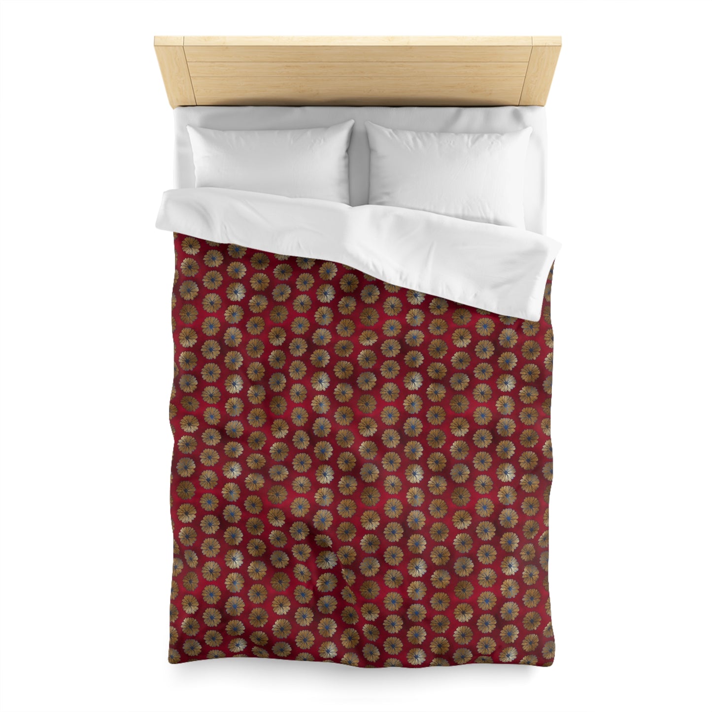 Majestic Crimson Daisies Microfiber Duvet Cover